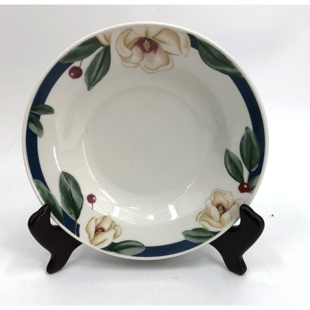 Vintage Savannah Grove Petit Flora Soup Bowl 8" Stoneware Magnolias Berries